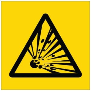 Räjähdysvaara symboli kyltti