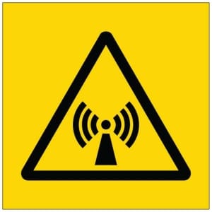 Ionisoimatonta säteilyä symboli kyltti