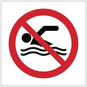 Uiminen kielletty symboli kyltti