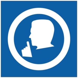 Hiljaisuus symboli kyltti