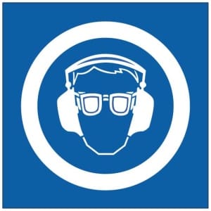 Silmien ja kuulon suojaimet symboli kyltti