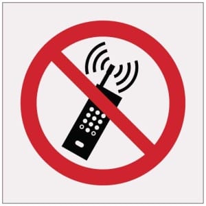 Kännykkäkielto neliö kilpi