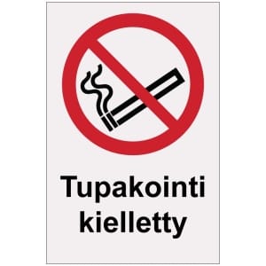 Tupakointi kielletty heijastava kyltti