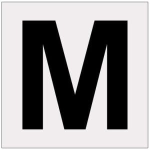 Heijastava kirjain M kyltti