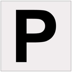 Heijastava kirjain P kyltti