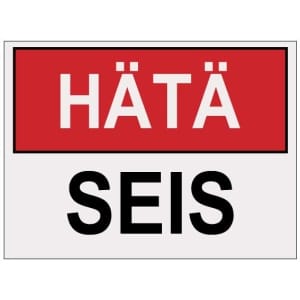 Hätä Seis heijastava kyltti
