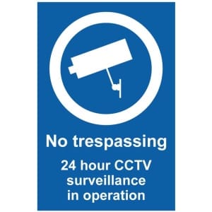 No trespassing CCTV surveillance kyltti