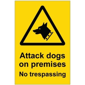 Attack dogs No trespassing kyltti