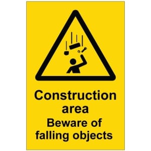 Constructing area Beware of falling objects kyltti