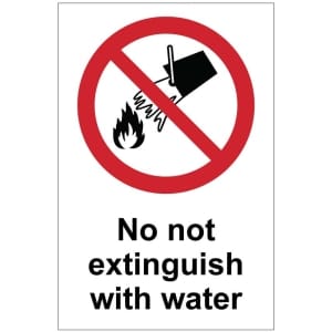 Do not extinguish with water (b) kyltti