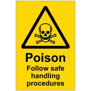 Poison Follow safe handling procedures kyltti