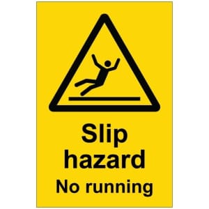Slip hazard No running kyltti