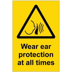 Wear ear protection at all times kyltti