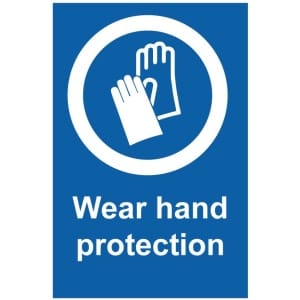 Wear hand protection kyltti