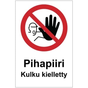 Pihapiiri Kulku kielletty kyltti