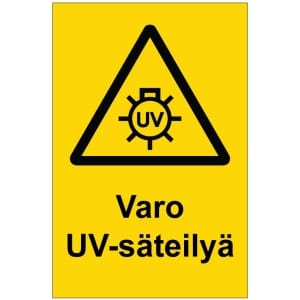 Varo UV-säteilyä kyltti
