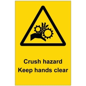 Crush hazad Keep hands clear kyltti
