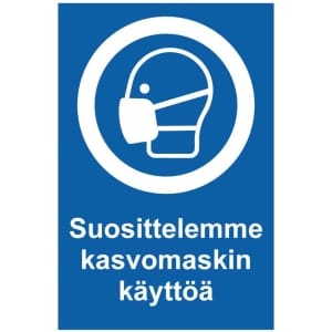 Suosittelemme kasvomaskin käyttöä kyltti
