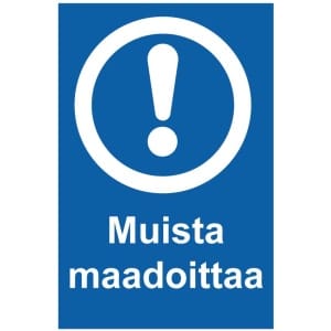 Muista maadoittaa MAG-0