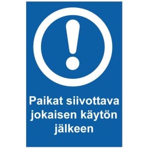 Paikat siivottava käytön jälkeen magneettinen ohjemerkki
