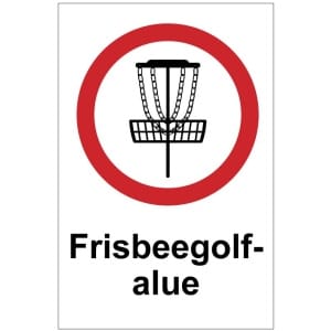 Frisbeegolfalue kyltti