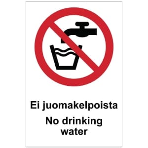 Ei juomakelpoista No drinking water kyltti