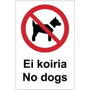 Ei koiria No dogs kyltti