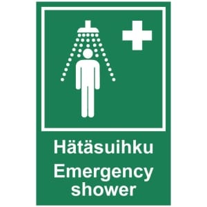 Hätäsuihku Emergency shower kyltti