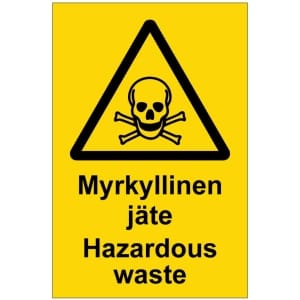 Myrkyllinen jäte Hazardous waste kyltti