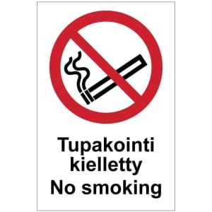 Tupakointi kielletty No smoking kyltti