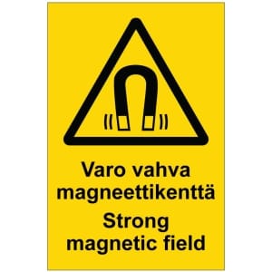 Varo vahva magneettikenttä Strong magnetic field kyltti