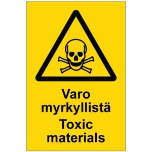 Varo myrkyllistä Toxic materials kyltti