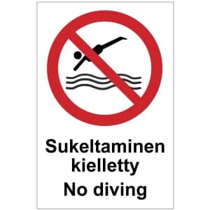 Sukeltaminen kielletty No diving kyltti