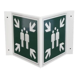 Kokoontumispaikka V-kilpipohjalla 2-puol. heijastava-0