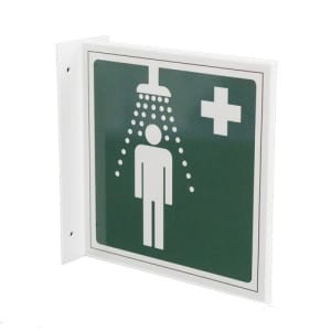 Hätäsuihku merkki L-kilpipohjalla heijastava-0