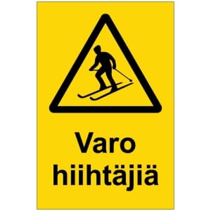 Varo hiihtäjiä kyltti