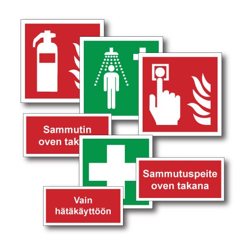 Jälkivalaisevat palo- ja EA kyltit