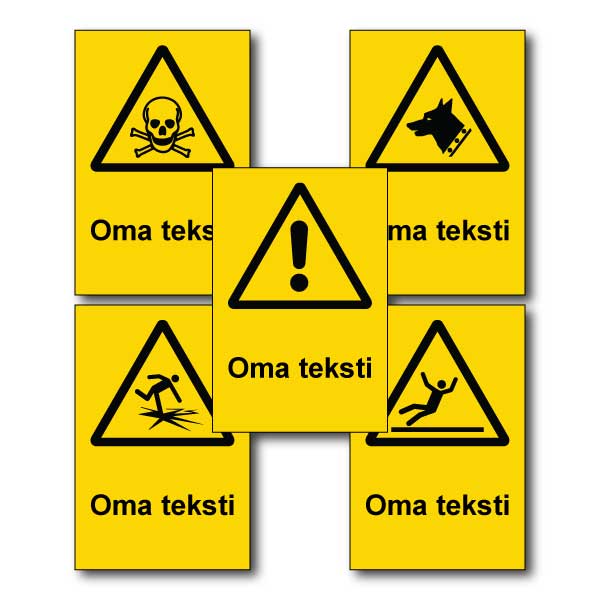 Varoituskilvet omalla tekstillä