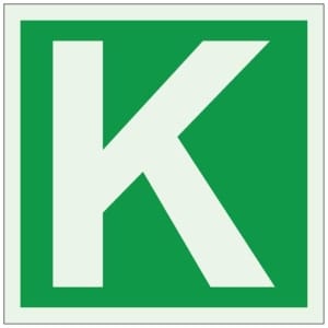 Jälkivalaiseva kirjain K opaste