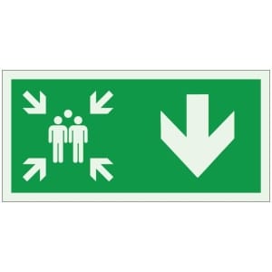 Kokoontumispaikka alas jälkivalaiseva opaste