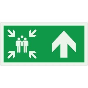 Kokoontumispaikka eteenpäin jälkivalaiseva opaste