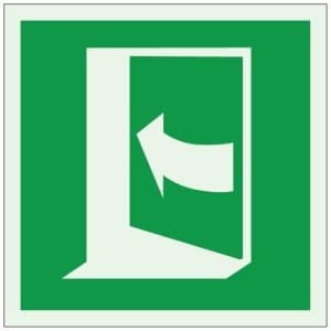 Ovi aukeaa vasemmalta jälkivalaiseva opaste