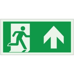 Poistumistie eteenpäin jälkivalaiseva opaste