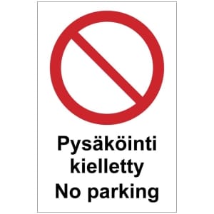 Pysäköinti kielletty No parking opaste