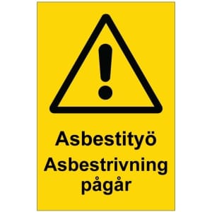 Asbestityö Asbestrivning pågår opaste