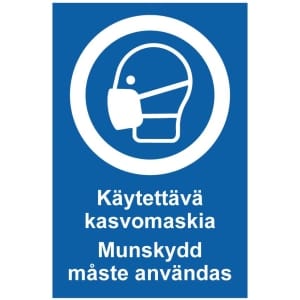Käytettävä kasvomaskia Munskydd måste användas opaste