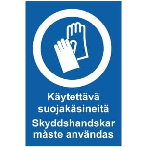 Käytettävä suojakäsineitä Skyddshandskar måste användas opaste