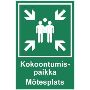 Kokoontumispaikka Mötesplats opaste