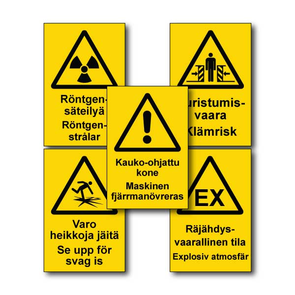 Varoituskilvet suomi-ruotsi