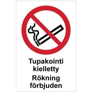 Tupakointi kielletty Rökning förbjuden opaste